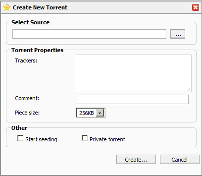 rTorrent create a torrent menu