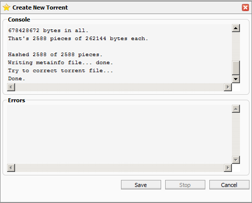 Create torrent console