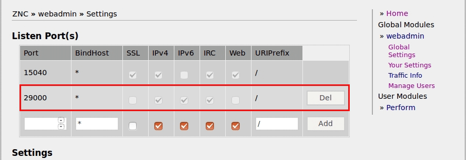 ZNC configuration 2